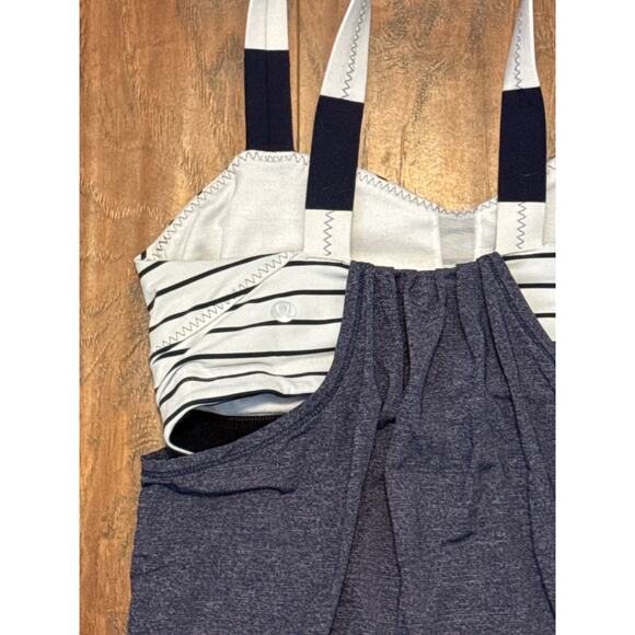 Lululemon Run Back On Track Tank Deep Indigo /Quiet Stripe White Deep Indigo 6 - Picture 7 of 9